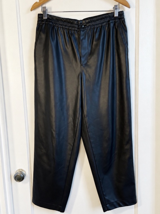 Madewell Pants - Madewell Black Vegan Faux Leather Trousers Pants Pull On Elastic MC153